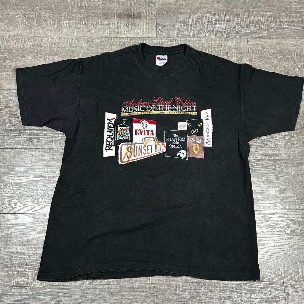 VTG Andrew Lloyd Webber Music of the Night Concert Shirt XL‎ Black Single Stitch